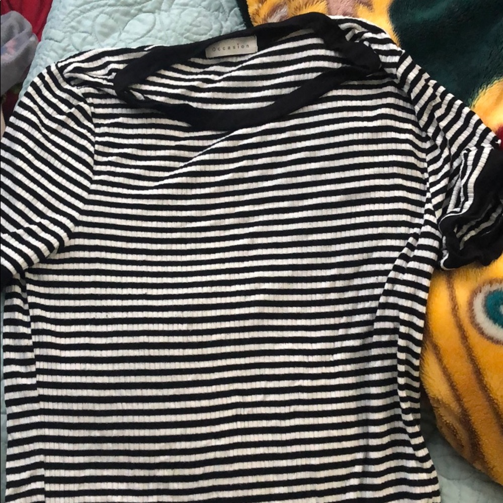 white and black striped shirt